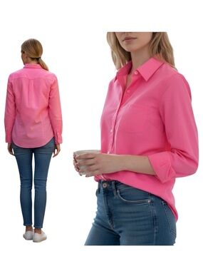 Y2K Style 2013 Gap Hot Pink 100% Cotton Button Down Boyfriend Shirt Small